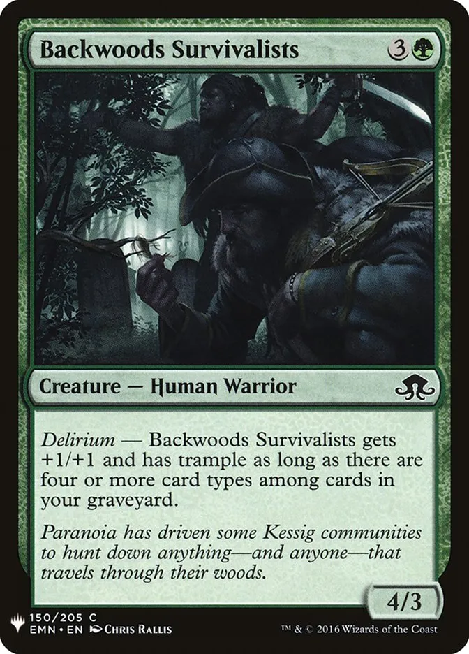 2020 The List Backwoods Survivalists #EMN-150 common card image