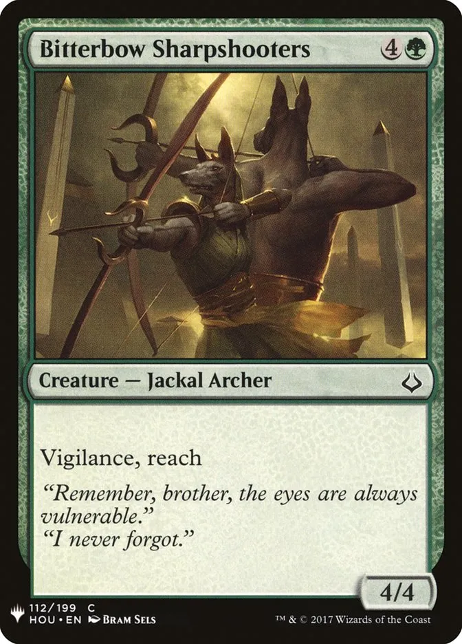 2020 The List Bitterbow Sharpshooters #HOU-112 common card image