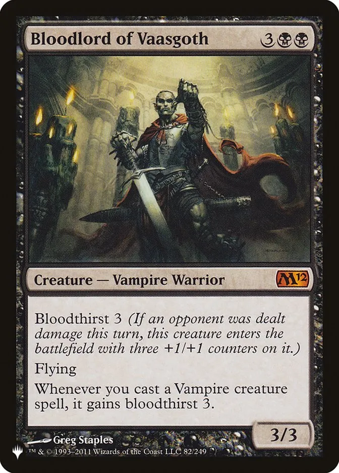 2020 The List Bloodlord of Vaasgoth #M12-82 mythic card image