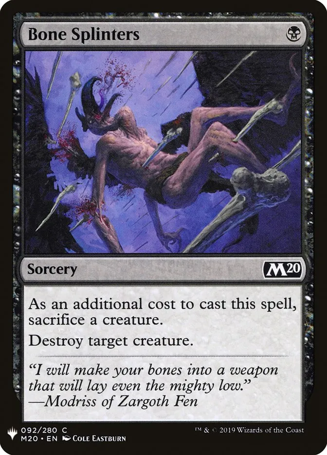 2020 The List Bone Splinters common #M20-92 common card image