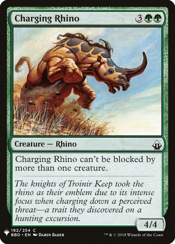 2020 The List Charging Rhino common #BBD-192 common card image