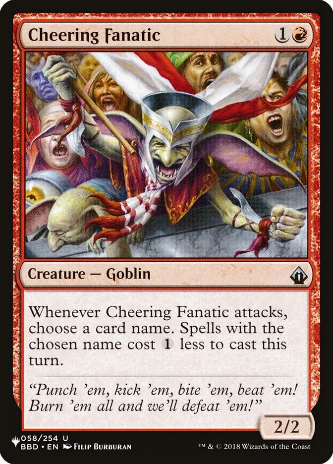 2020 The List Cheering Fanatic #BBD-58 uncommon card image