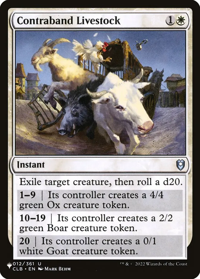 2020 The List Contraband Livestock #CLB-12 uncommon card image