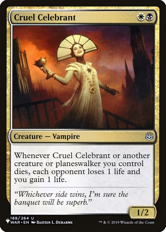 2020 The List Cruel Celebrant #WAR-188 uncommon card image