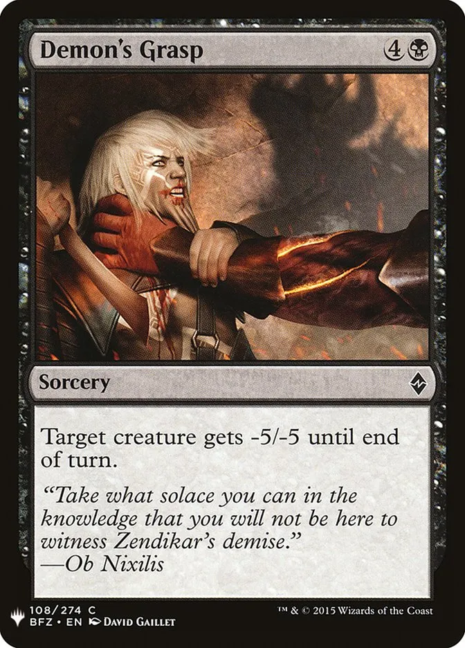 2020 The List Demon's Grasp common #BFZ-108 common card image