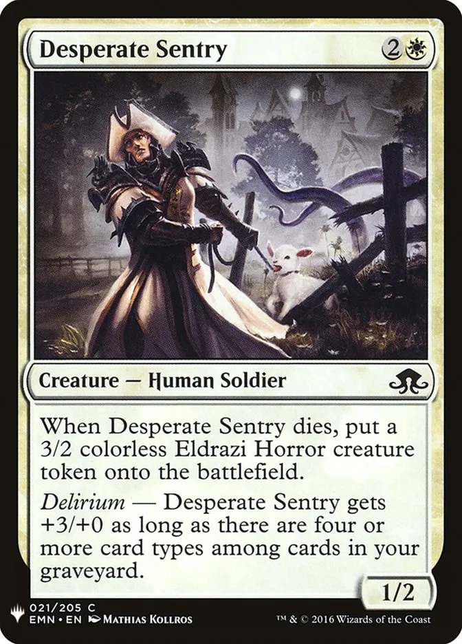 2020 The List Desperate Sentry common #EMN-21 common card image