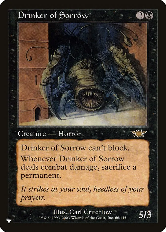 2020 The List Drinker of Sorrow #LGN-66 rare card image