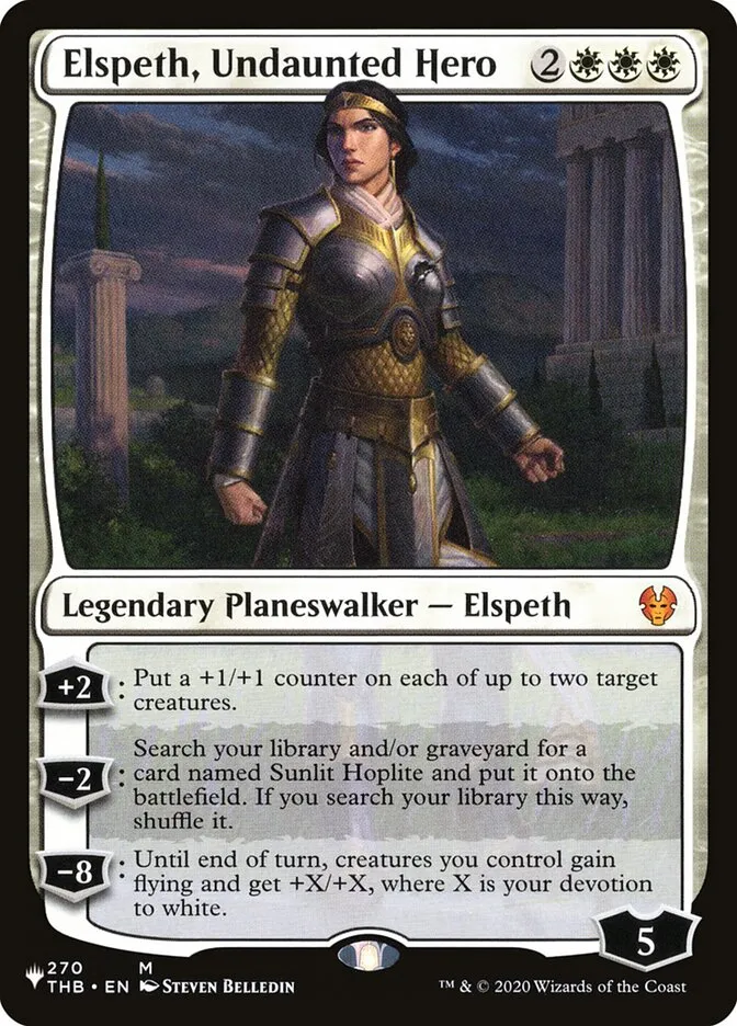 2020 The List Elspeth, Undaunted Hero #THB-270 mythic card image