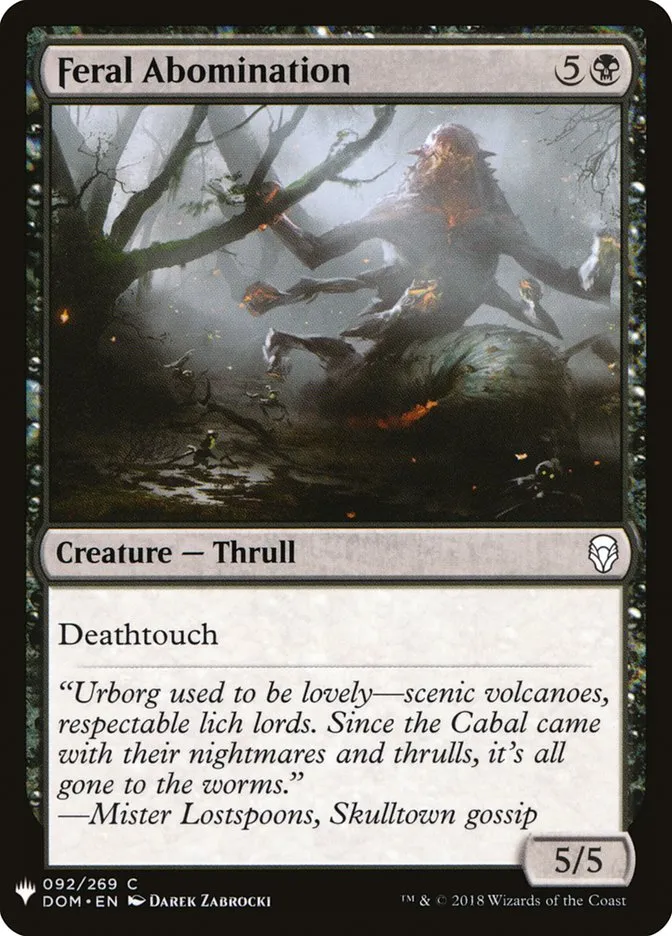 2020 The List Feral Abomination #DOM-92 common card image