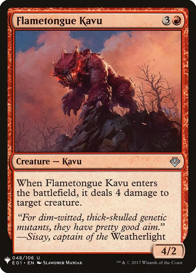 2020 The List Flametongue Kavu #E01-48 uncommon card image
