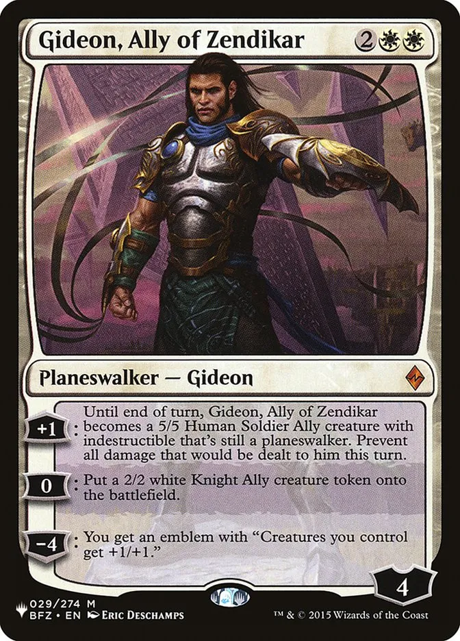 2020 The List Gideon, Ally of Zendikar #BFZ-29 mythic card image