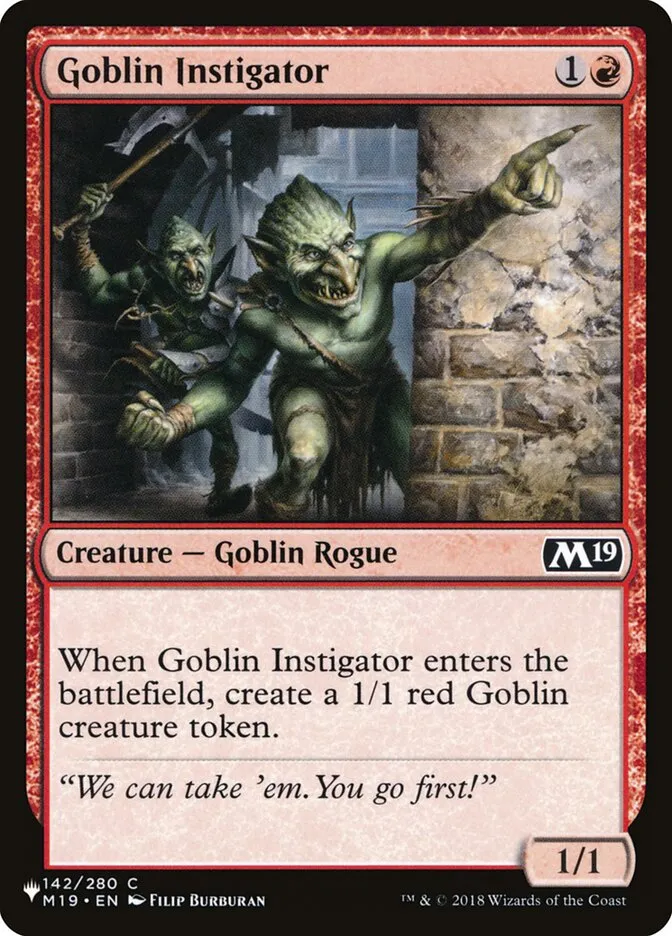 2020 The List Goblin Instigator #M19-142 common card image