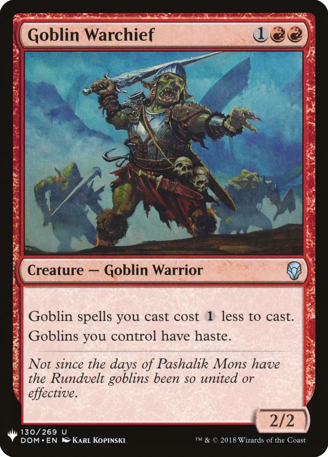 2020 The List Goblin Warchief #DOM-130 uncommon card image