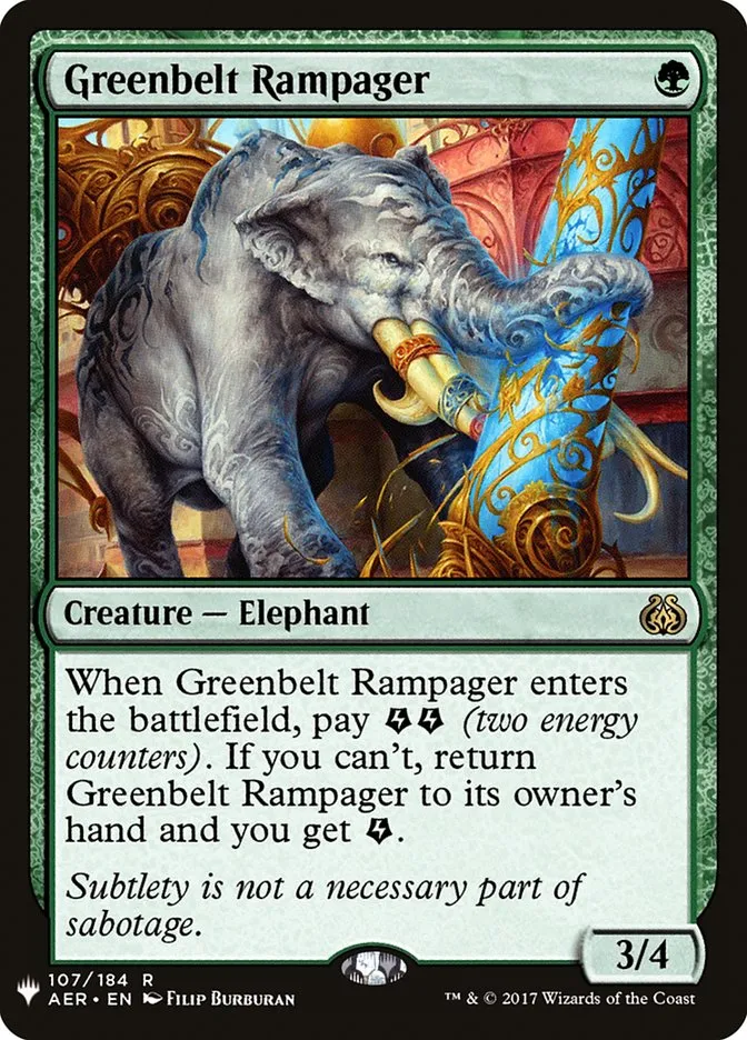 2020 The List Greenbelt Rampager #AER-107 rare card image
