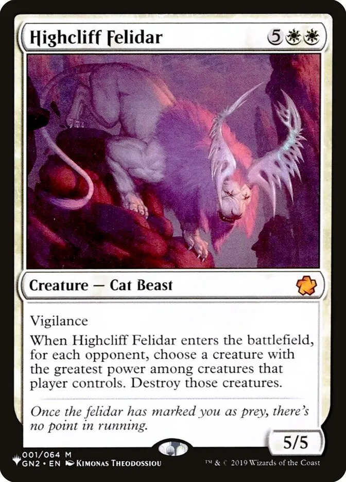 2020 The List Highcliff Felidar #GN2-1 mythic card image
