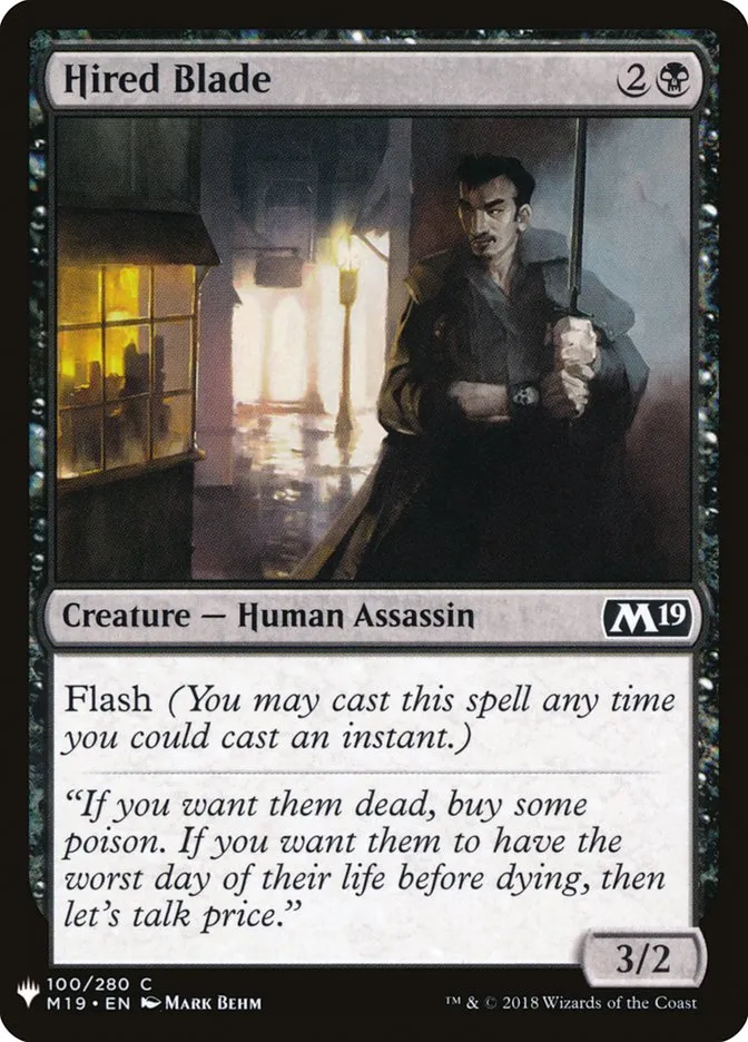 2020 The List Hired Blade #M19-100 common card image