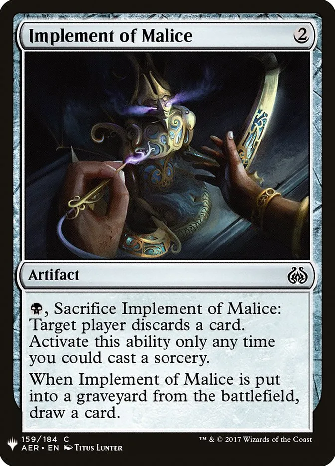 2020 The List Implement of Malice #AER-159 common card image