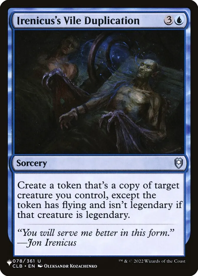 2020 The List Irenicus's Vile Duplication #CLB-78 uncommon card image
