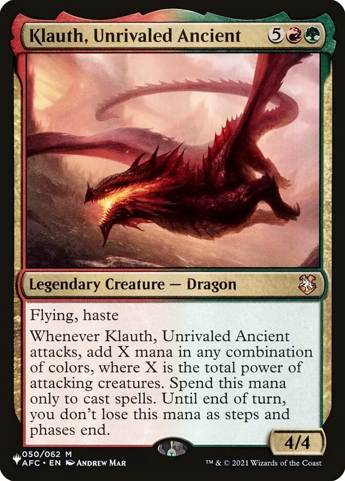 2020 The List Klauth, Unrivaled Ancient #AFC-50 mythic card image