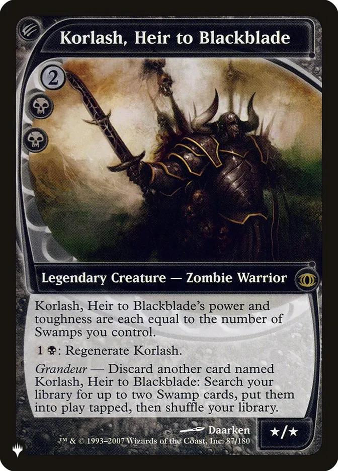 2020 The List Korlash, Heir to Blackblade #FUT-87 rare card image