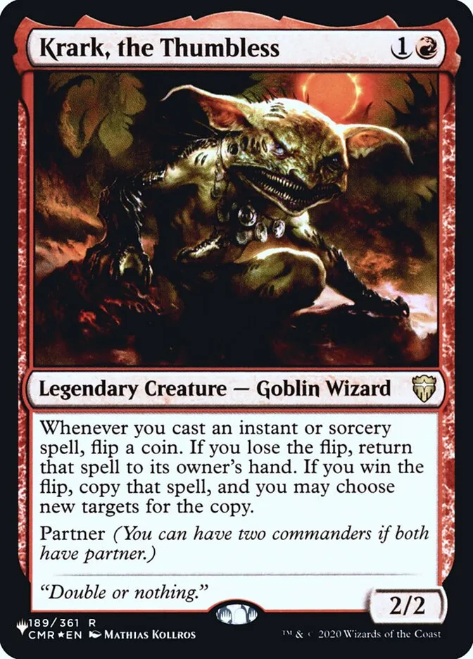 2020 The List Krark, the Thumbless #CMR-189 rare card image
