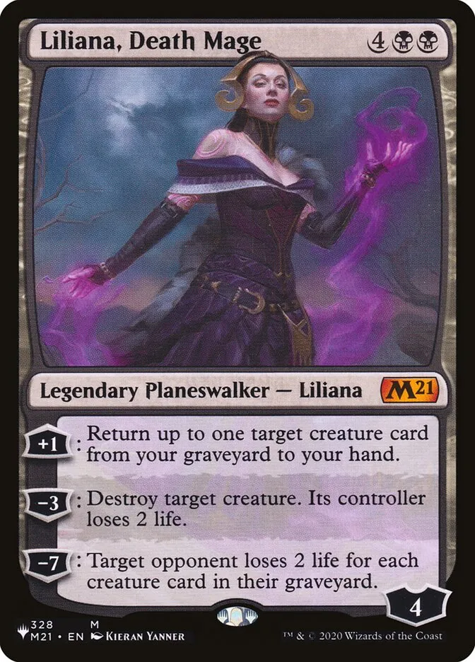2020 The List Liliana, Death Mage #M21-328 mythic card image