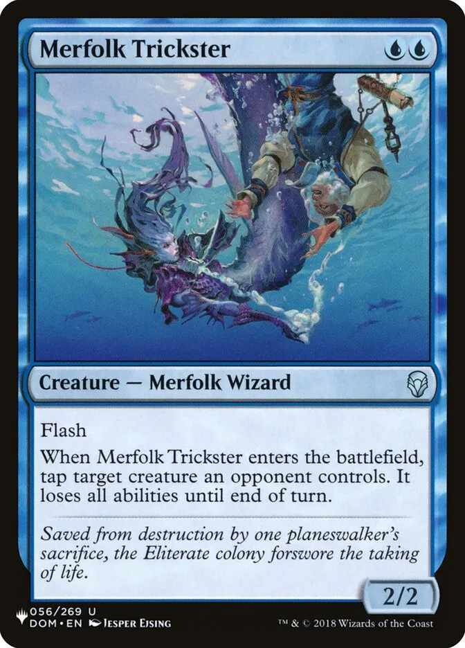 2020 The List Merfolk Trickster #DOM-56 uncommon card image