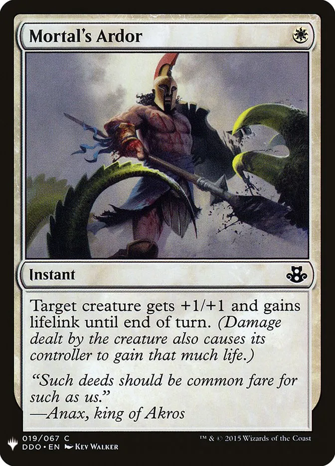 2020 The List Mortal's Ardor #DDO-19 common card image