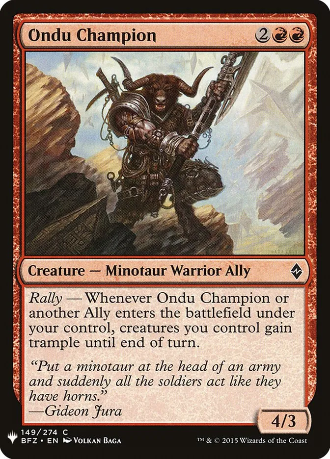 2020 The List Ondu Champion #BFZ-149 common card image