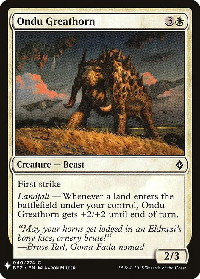 2020 The List Ondu Greathorn #BFZ-40 common card image