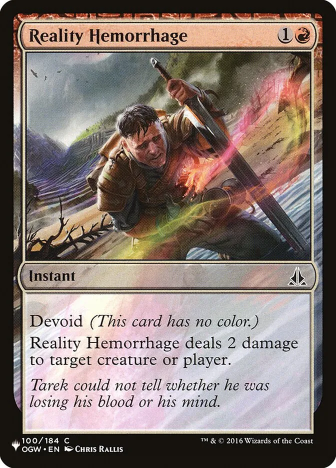 2020 The List Reality Hemorrhage #OGW-100 common card image