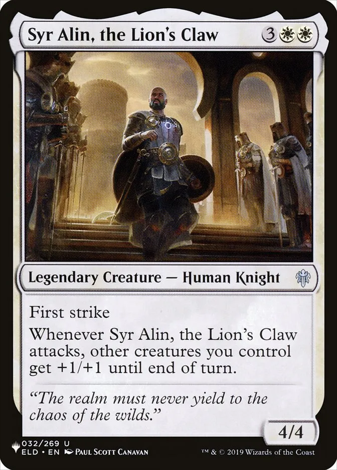 2020 The List Syr Alin, the Lion's Claw #ELD-32 uncommon card image