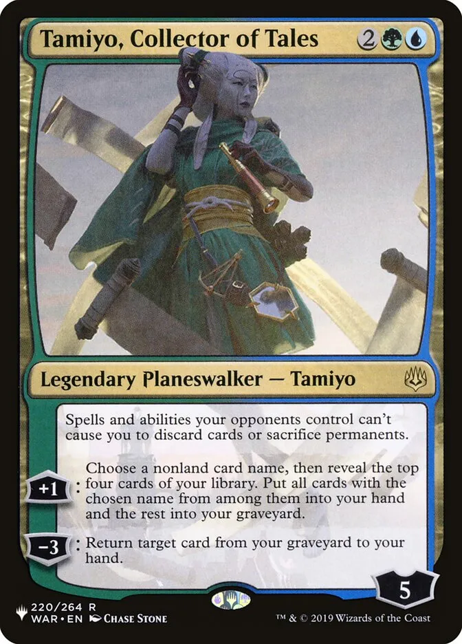 2020 The List Tamiyo, Collector of Tales #WAR-220 rare card image