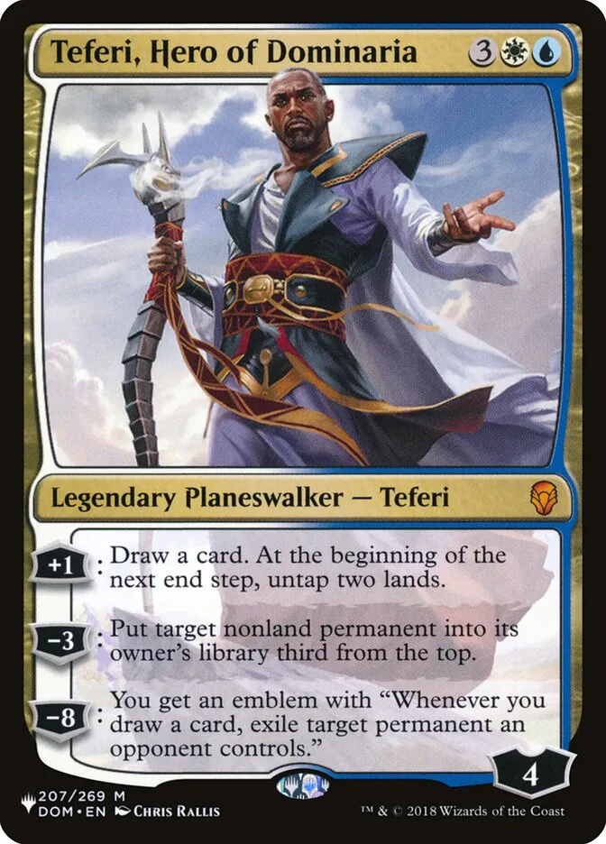2020 The List Teferi, Hero of Dominaria #DOM-207 mythic card image