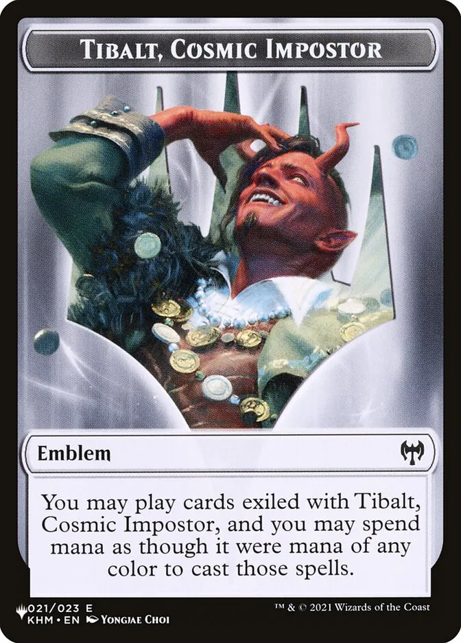 2020 The List Tibalt, Cosmic Impostor Emblem #TKHM-21 common card image