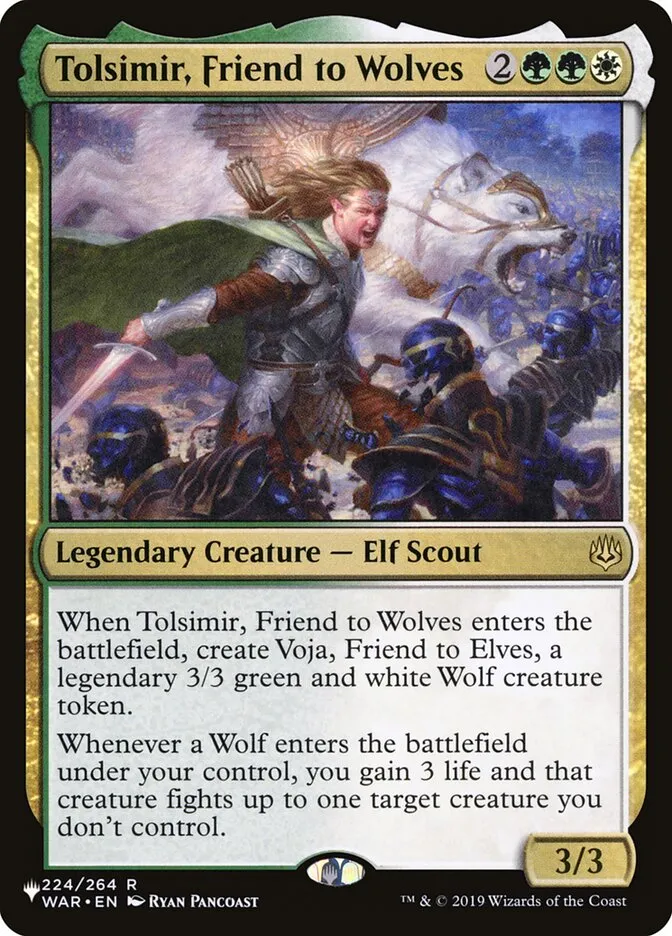 2020 The List Tolsimir, Friend to Wolves #WAR-224 rare card image