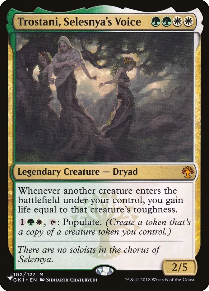 2020 The List Trostani, Selesnya's Voice #GK1-102 mythic card image