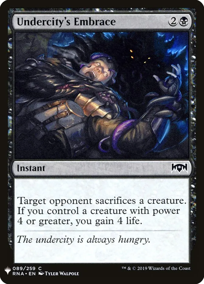 2020 The List Undercity's Embrace #RNA-89 common card image
