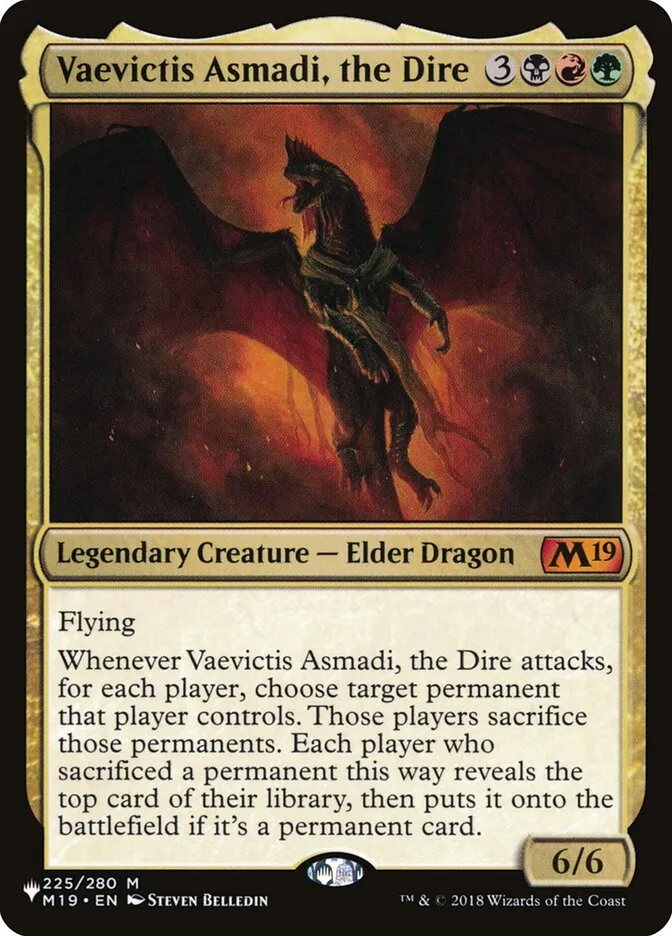 2020 The List Vaevictis Asmadi, the Dire #M19-225 mythic card image