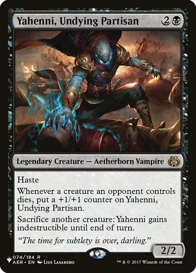 2020 The List Yahenni, Undying Partisan #AER-74 rare card image