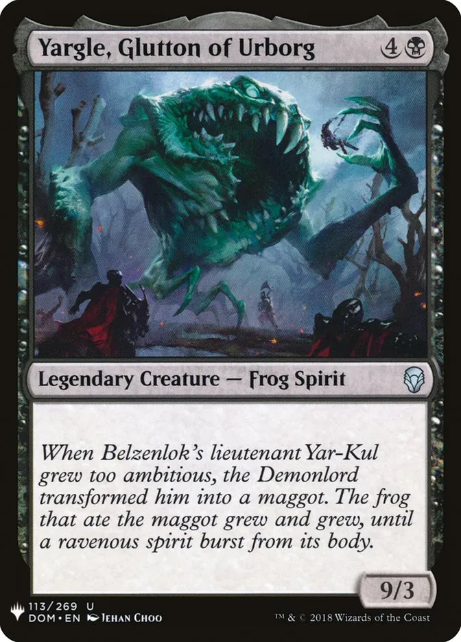 2020 The List Yargle, Glutton of Urborg #DOM-113 uncommon card image