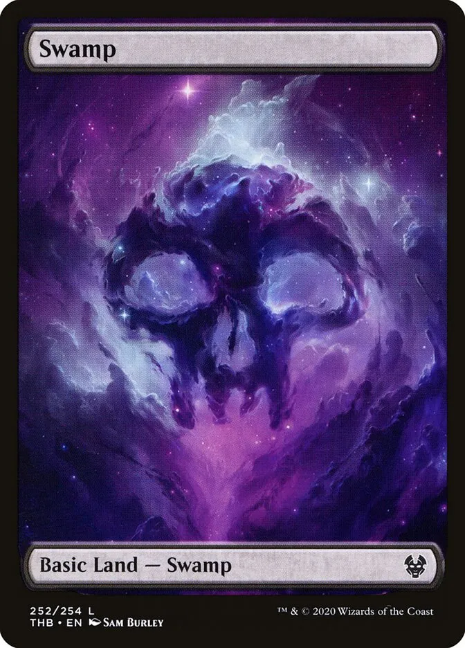 2020 Theros Beyond Death Swamp common #252 common card image