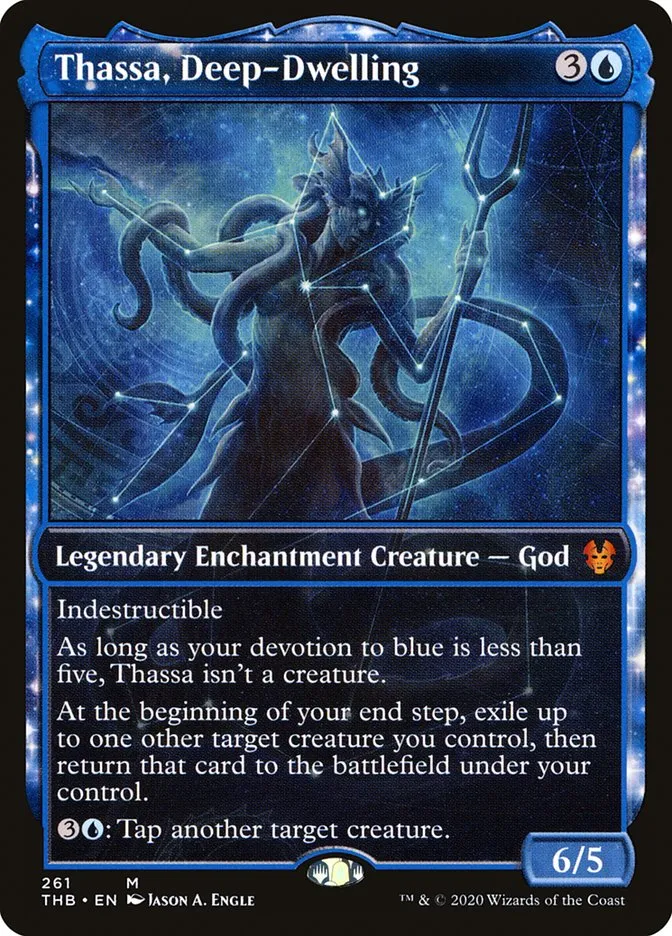 2020 Theros Beyond Death Thassa, Deep-Dwelling [Showcase] mythic #261 mythic card image