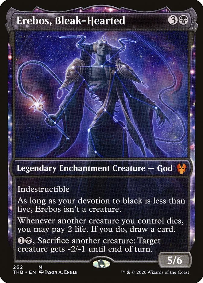2020 Theros Beyond Death Erebos, Bleak-Hearted [Showcase] mythic #262 mythic card image