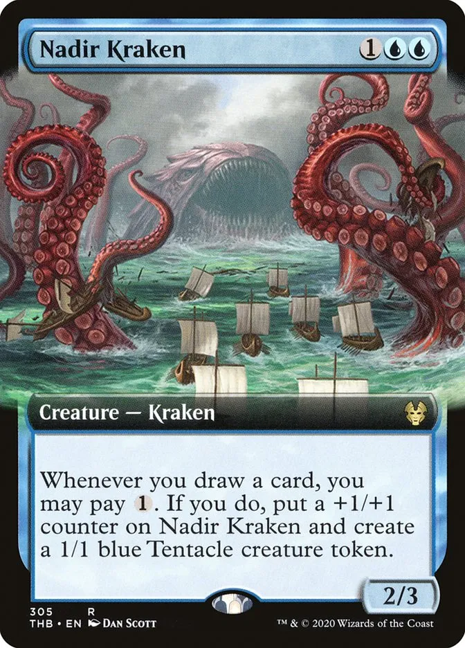 2020 Theros Beyond Death Nadir Kraken rare #305 rare card image