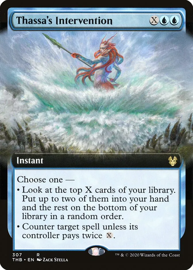 2020 Theros Beyond Death Thassa's Intervention rare #307 rare card image