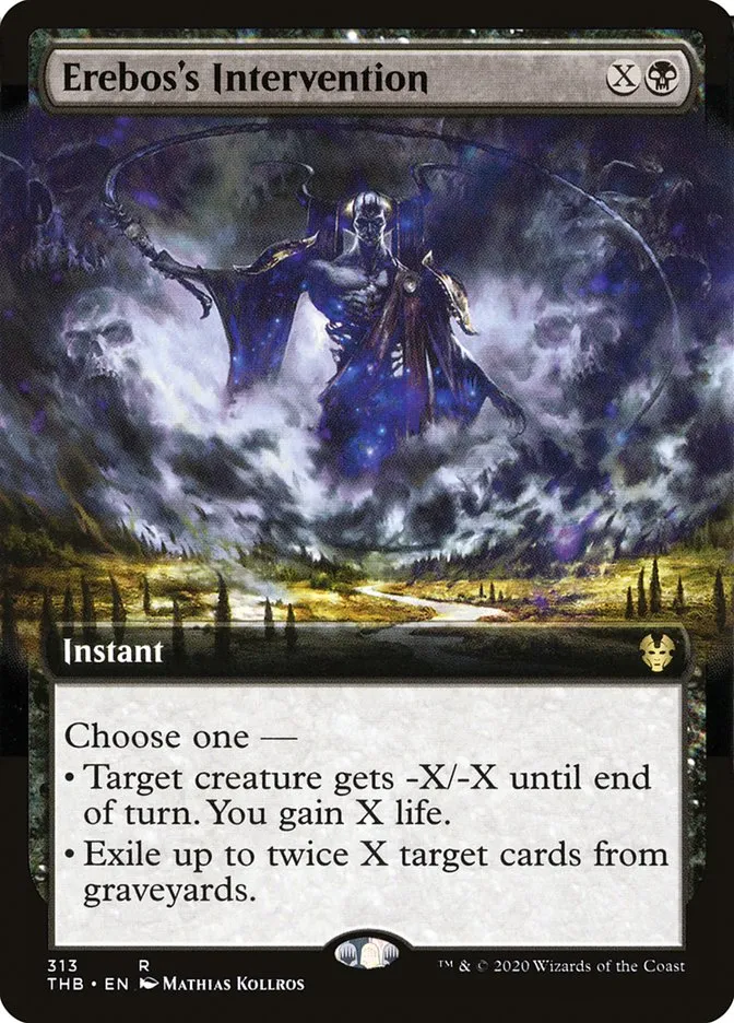 2020 Theros Beyond Death Erebos's Intervention rare #313 rare card image