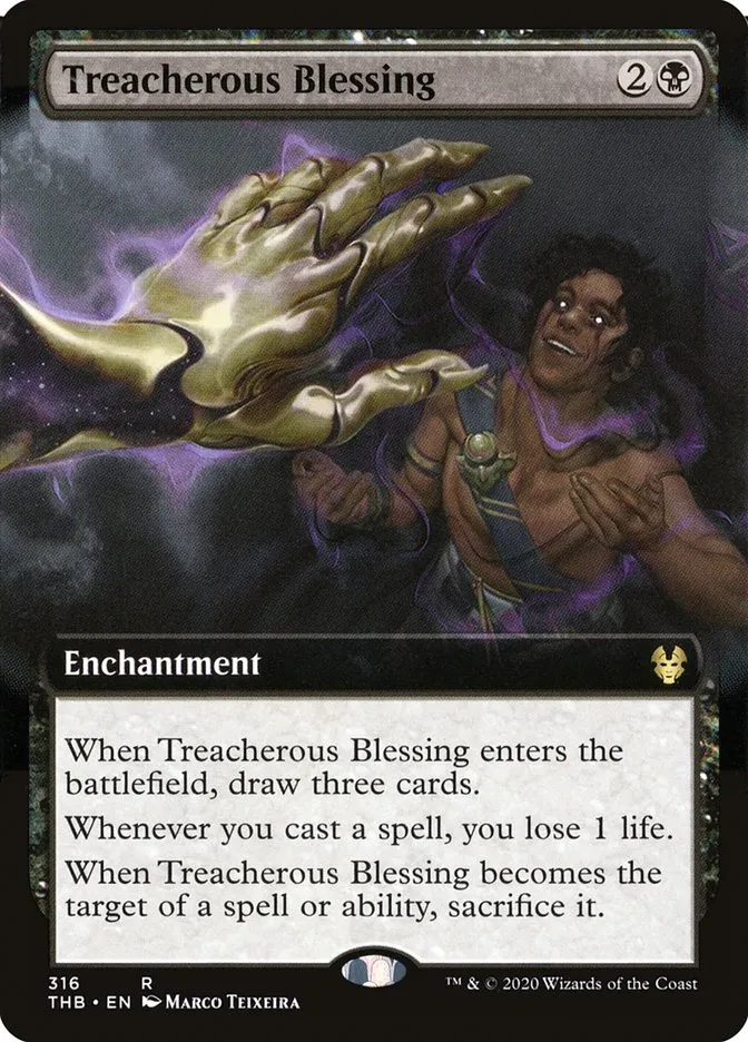 2020 Theros Beyond Death Treacherous Blessing rare #316 rare card image