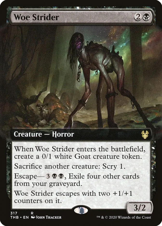 2020 Theros Beyond Death Woe Strider rare #317 rare card image