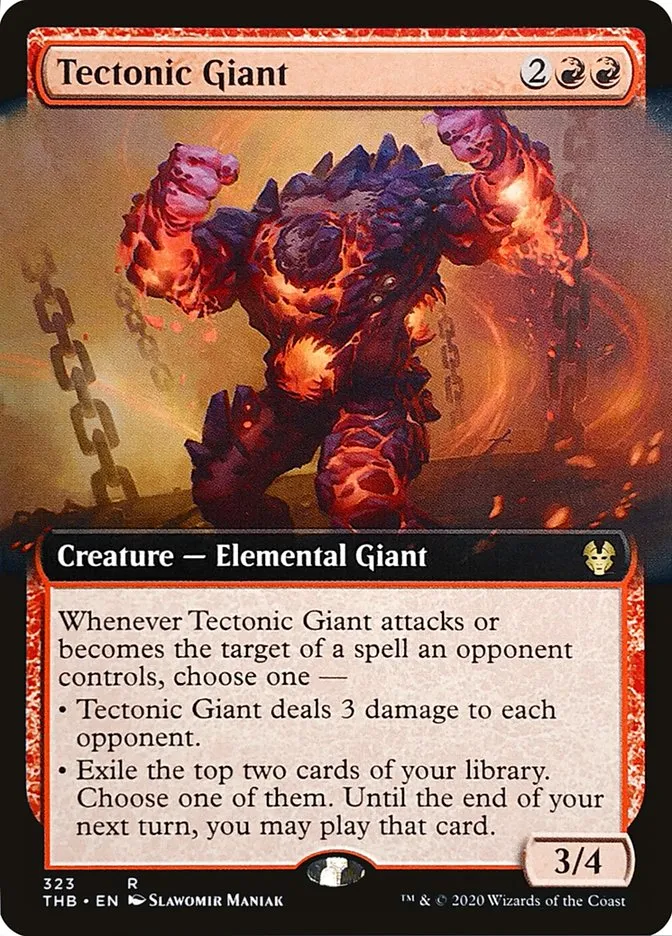 2020 Theros Beyond Death Tectonic Giant rare #323 rare card image